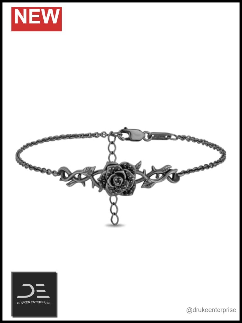 Sterling Silver Maleficent Charm Bracelet 1/5 CTTW Diamond Link